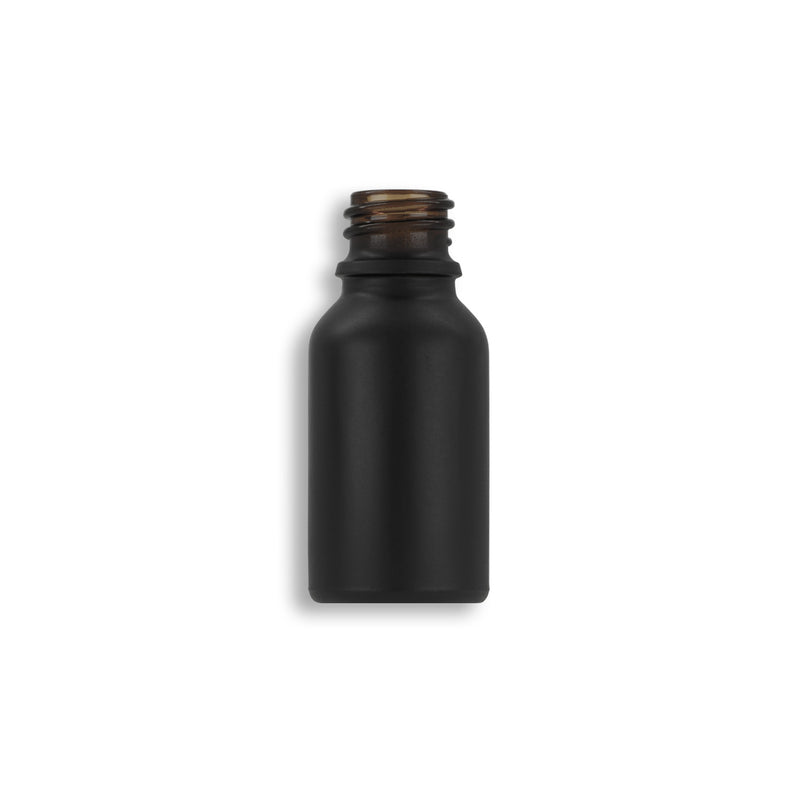 15mL Matte Black Euro Round Glass Bottle