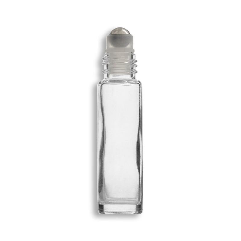 10mL/2.7 Dram Clear Glass Roll-On Essential Oil Bottles w/ SS Roller & Cap