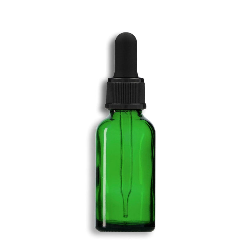 30mL Green Euro Round Glass Bottle + Clear Dropper Assembly Set