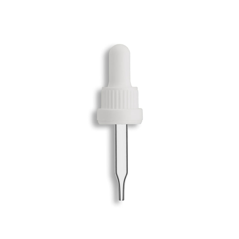 18-415 White Tamper Evident Dropper Assembly- Clear 55mm Length