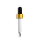 18-415 Matte Gold Standard Dropper Assembly w/ Black Nitrile Bulb- Clear 76mm Length