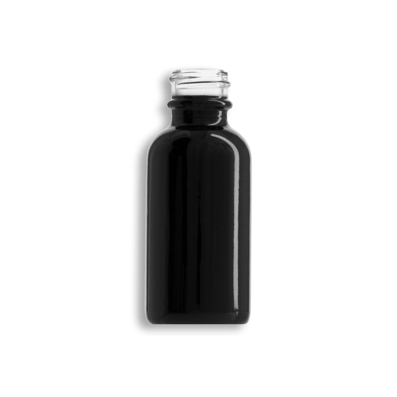 1oz Glass Shiny Black Boston Round Bottle