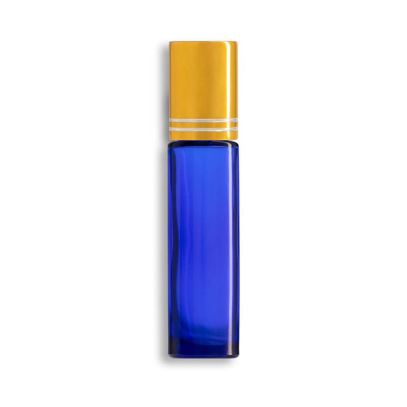 10mL/2.7 Dram Blue Glass Roll-On Essential Oil Bottles w/ SS Roller & Cap
