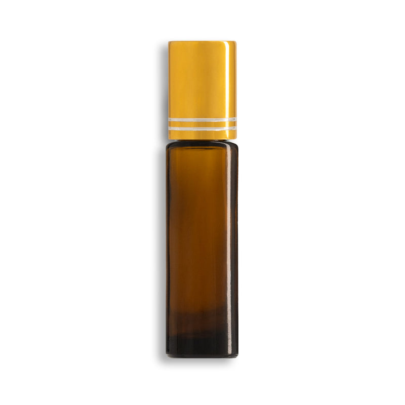 10mL/2.7 Dram Amber Glass Roll-On Essential Oil Bottles w/ SS Roller & Cap