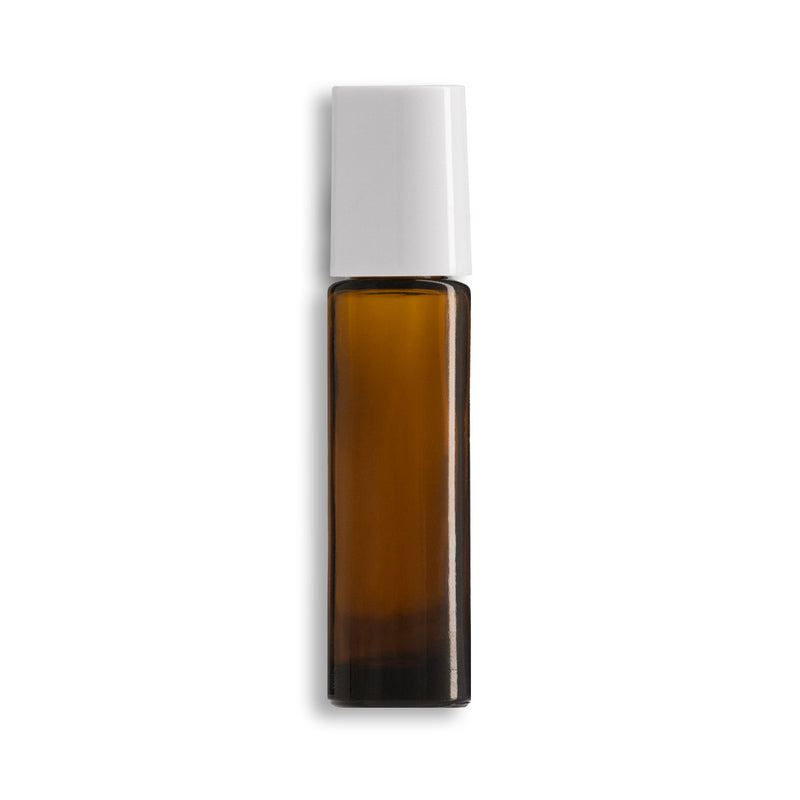 10mL/2.7 Dram Amber Glass Roll-On Essential Oil Bottles w/ SS Roller & Cap