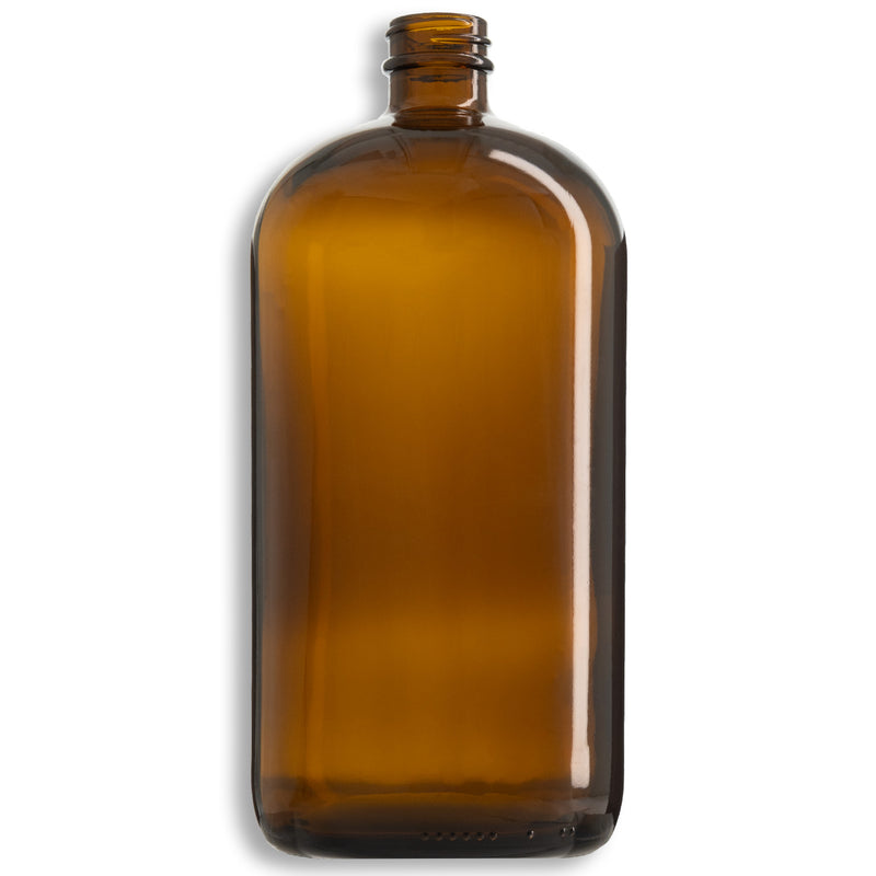 32oz (1000mL) Amber Boston Round Glass Bottle