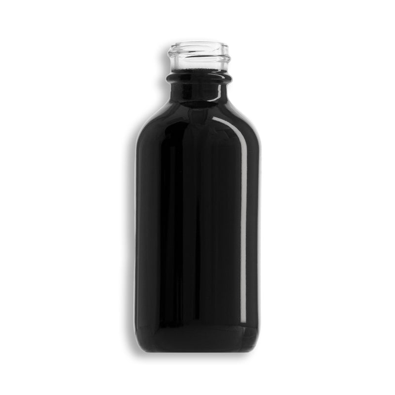 2oz Glass Shiny Black Boston Round Bottle