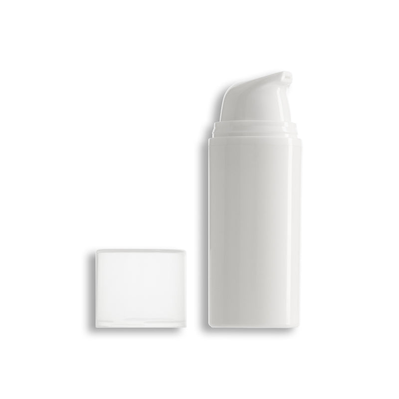 30mL White Airless Pump Bottle with Clear Hood