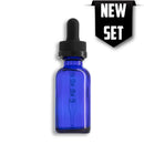 1oz/30mL Blue Boston Round Glass Bottle + Graduated Child Resistant Dropper Assembly Set