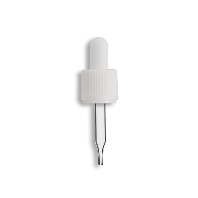 18-415 White Tamper Evident/Child Resistant Dropper Assembly- Clear 55mm Length