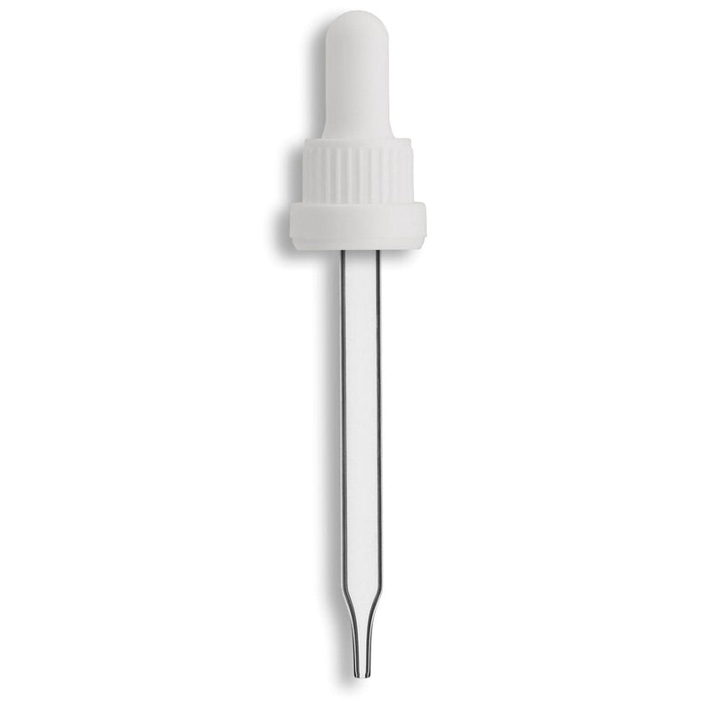 18-415 White Tamper Evident Dropper Assembly- Clear 110mm Length