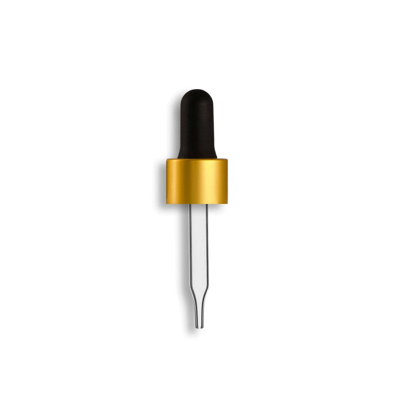 18-415 Matte Gold Standard Dropper Assembly w/ Black Bulb- Clear 66mm Length