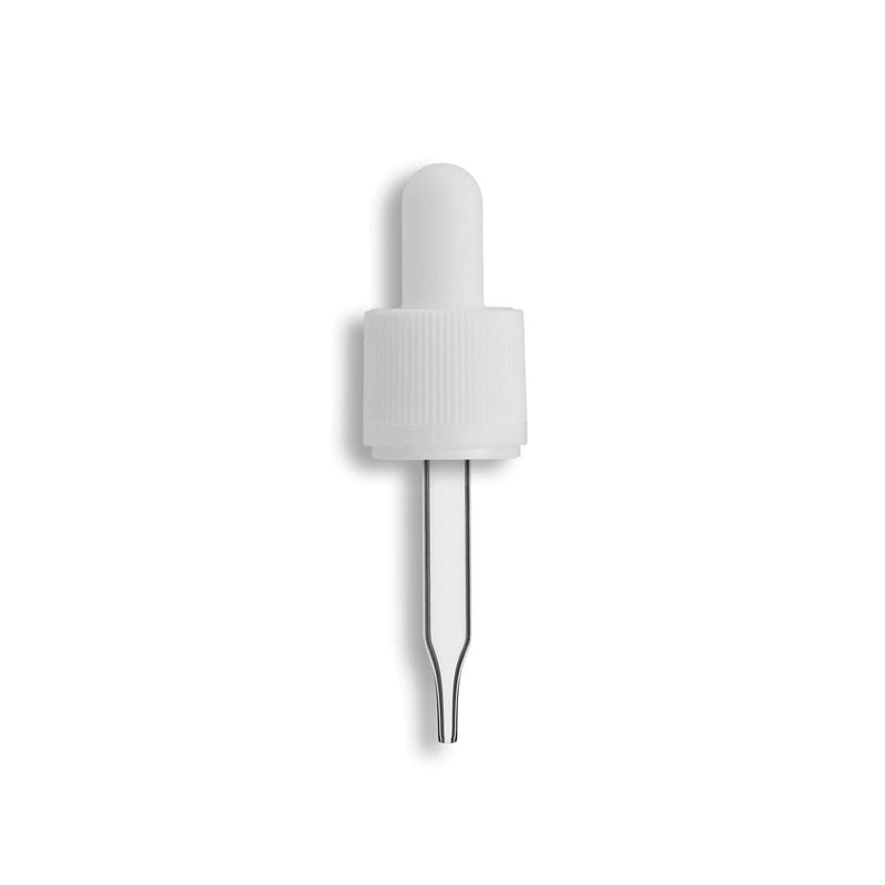 18-415 White Tamper Evident/Child Resistant Dropper Assembly- Clear 66mm Length