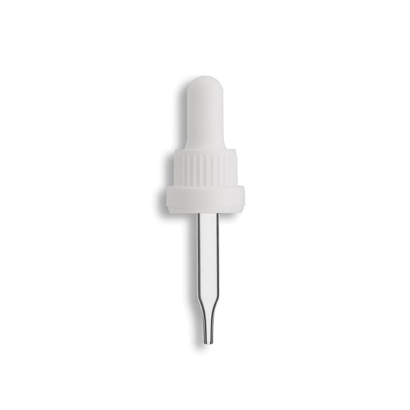 18-415 White Tamper Evident Dropper Assembly- Clear 66mm Length