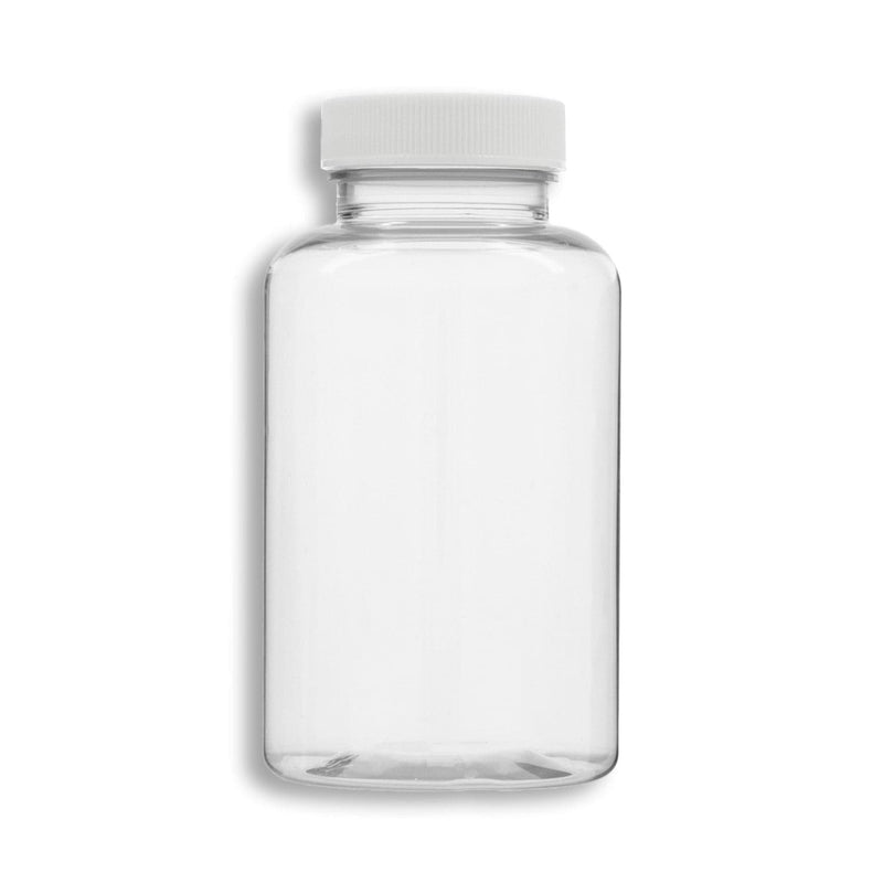 200cc PET Clear Packer Bottle w/ White Pressure Seal Lid