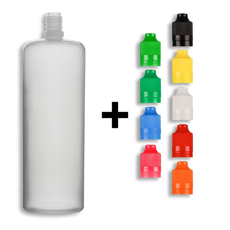 240ml LDPE Boston Round Child Resistant/Tamper Evident Bottles + Caps & Tips SET