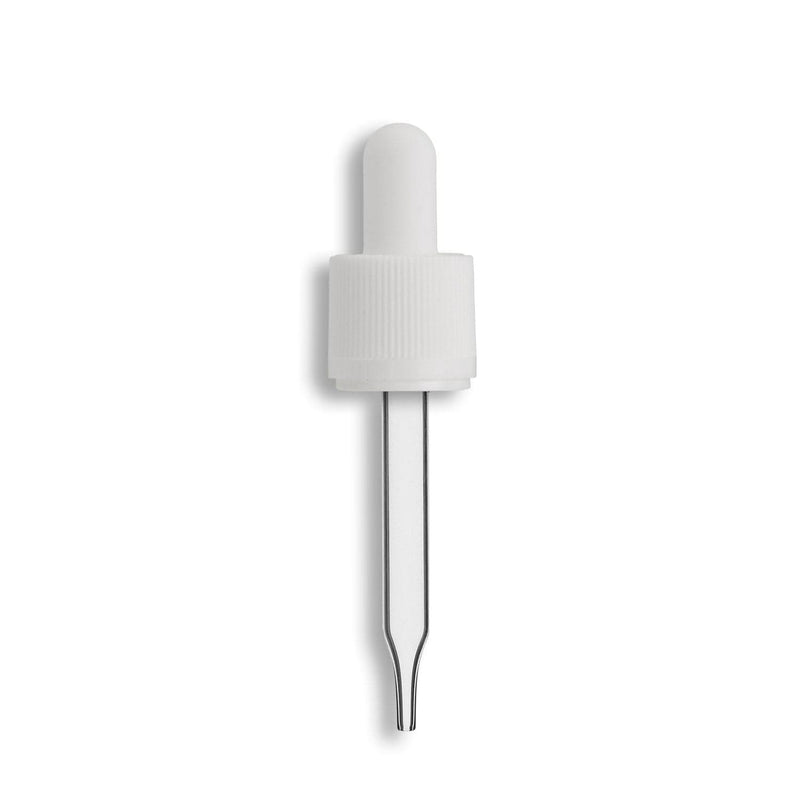 18-415 White Tamper Evident/Child Resistant Dropper Assembly- Clear 76mm Length