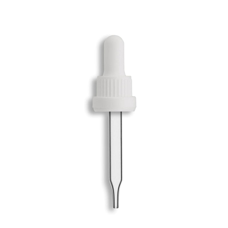 18-415 White Tamper Evident Dropper Assembly w/ Premium Bulb- Clear 76mm Length
