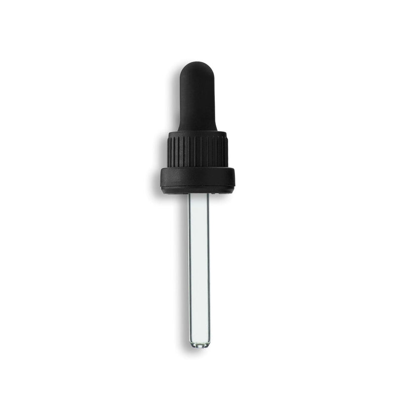 18-415 Tamper Evident Dropper Assembly w/ Flat Tip Pipette and Premium Bulb- Clear 76mm Length