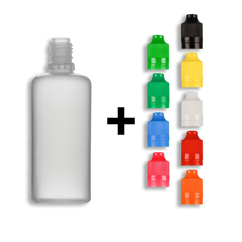 60ml LDPE Boston Round Child Resistant/Tamper Evident Bottles + Caps & Tips SET