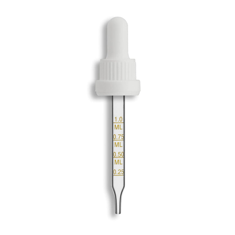 18-415 White Tamper Evident Dropper Assembly- Graduated 91mm Length