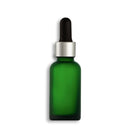 30mL Frosted Green Euro Round Glass Bottle + Clear Dropper Assembly Set
