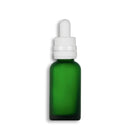 30mL Frosted Green Euro Round Glass Bottle + Clear Dropper Assembly Set