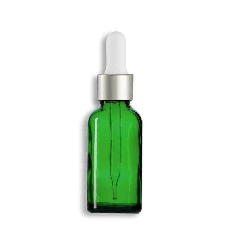 30mL Green Euro Round Glass Bottle + Clear Dropper Assembly Set