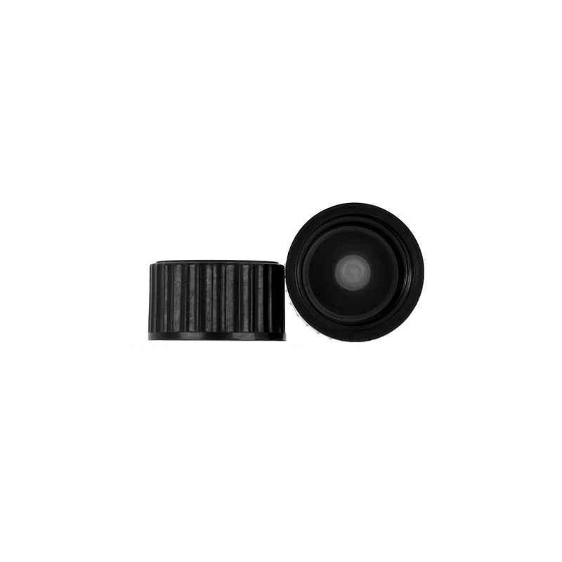 Black Phenolic 18-400 lid with LDPE Polycone Liner